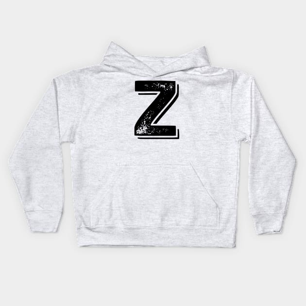 Capital Letter Z Name Initial Monogram Kids Hoodie by FTF DESIGNS